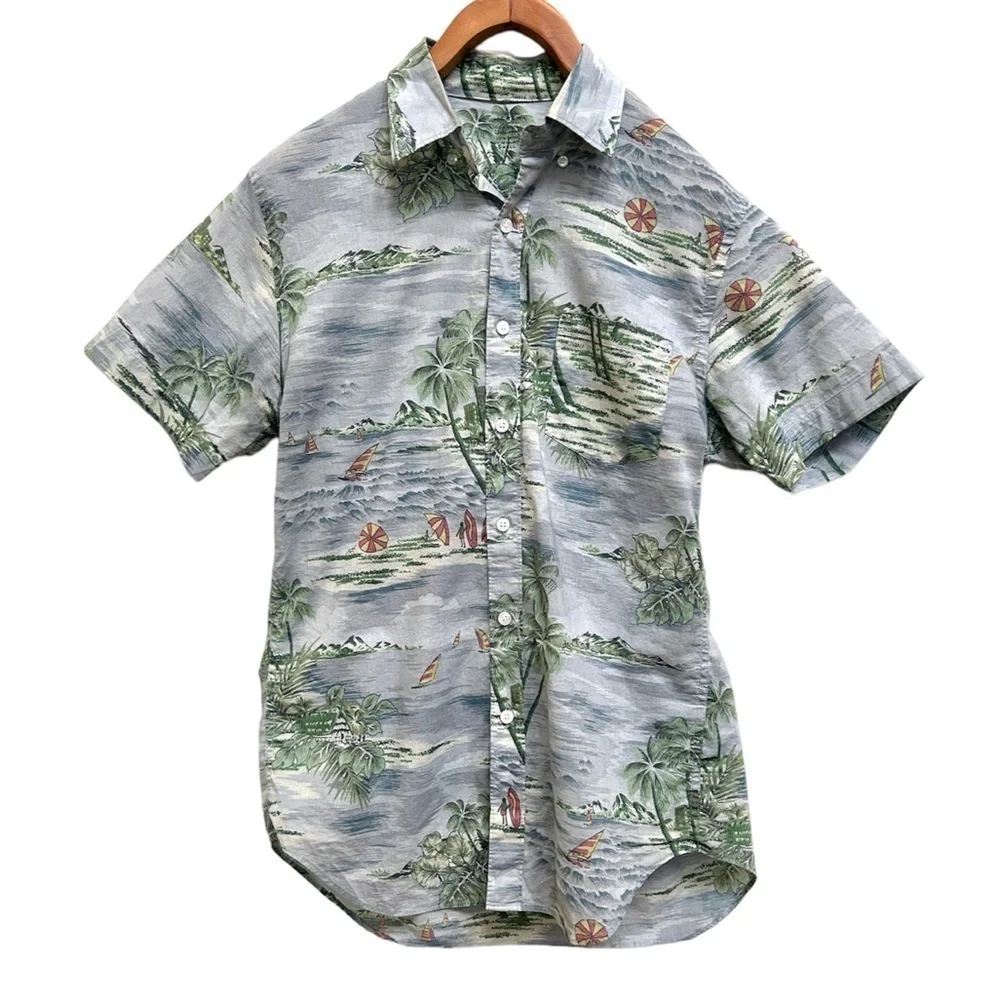 J. Crew Light Weight Chambray Hawaiian Button Up Short Sleeve Shirt, Size Small